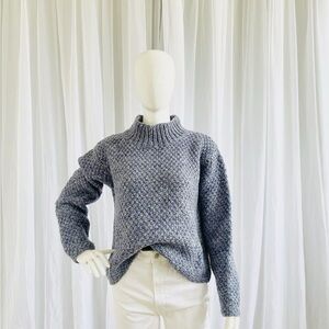 Indigenous Designs 100% Pure Wool Sweater – Blue Turtleneck Size S
